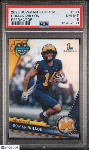 2023 Bowman Roman Wilson #169 Chrome Refractor Rookie PSA 8