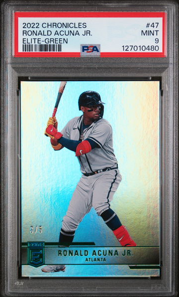 2022 Panini Chronicles Elite Green Ronald Acuna Jr. #47 /5 PSA 9