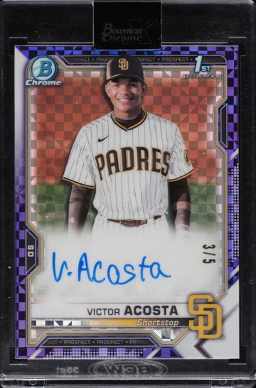 Victor Acosta 2021 Bowman Chrome X Purple Refractor #/5 Auto Xfractor Sealed Redemption