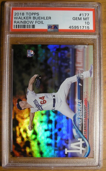 Walker Buehler 2018 Topps #177 Rainbow Foil RC PSA 10