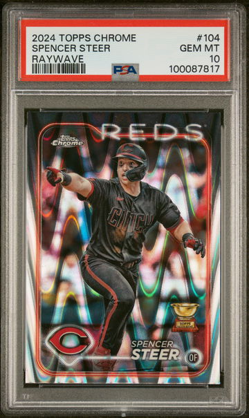2024 Topps Chrome Raywave Spencer Steer #104 RC PSA 10