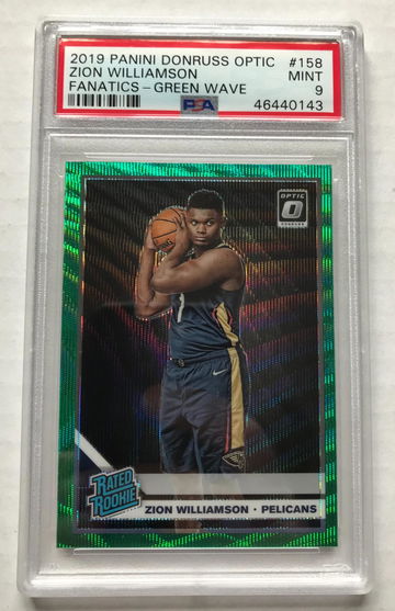 2019-20 Panini Donruss Optic Zion Williamson Fanatics - Green Wave PSA 9 RC #158