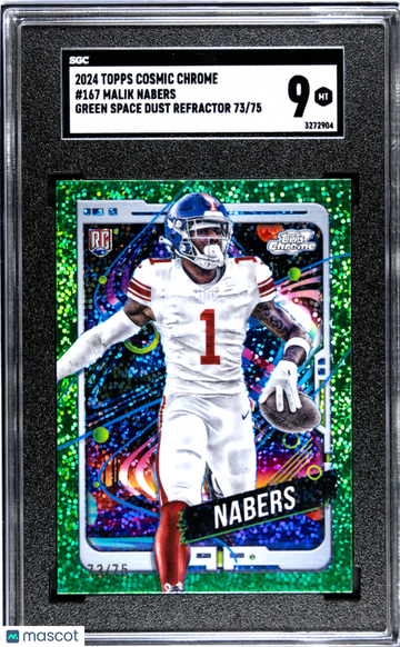 2024 Topps Cosmic Chrome Malik Nabers #167 Green Space Dust Refractor SGC 9