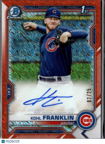 2021 Topps Bowman Chrome Kohl Franklin #CPA-KF Red Shimmer Refractor /25 1st Bowman