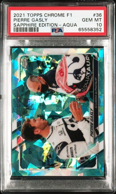 2021 TOPPS CHROME F1 PIERRE GASLY SAPPHIRE AQUA SP /99 #36 PSA 10 GEM MINT