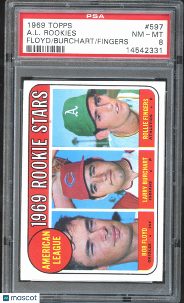 A. L. Rookies 1969 Topps Floyd Burchart Fingers PSA 8