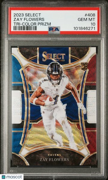 2023 Panini Select Zay Flowers #408 Tri Color Prizm PSA 10