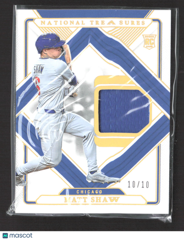 2025 Panini National Treasures Treasured Threads Matt Shaw #TT-MS /10 Jersey Patch RC Memorabilia