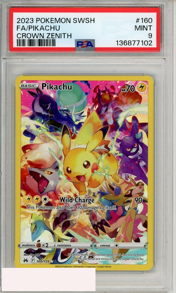 2023 POKEMON SWORD AND SHIELD CROWN ZENITH FA PIKACHU #160 PSA 9 MINT