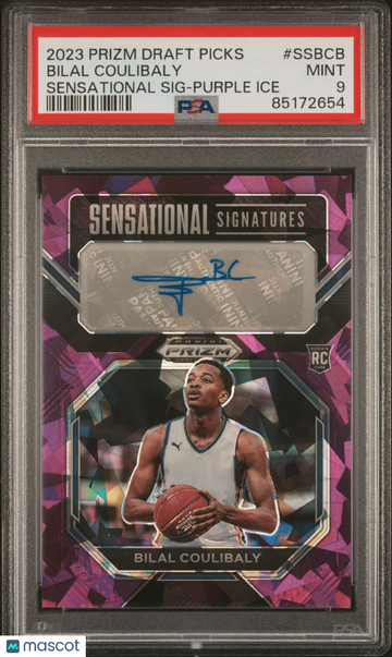 2023 Panini Prizm Draft Picks Sensational Signature Bilal Coulibaly #SSBCB Sensational SIG Purple Ice PSA 9