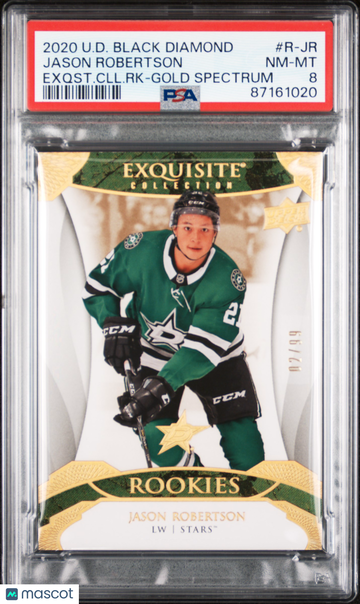 Jason Robertson 2020 UD Exquisite Rookie Gold Spectrum #R-JR RC /99 PSA 8