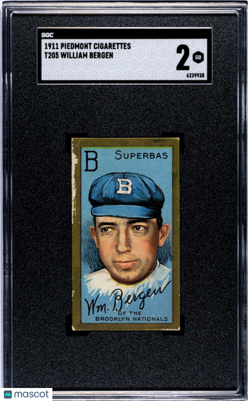 1911 Piedmont Cigarettes (T205) William Bergen SGC 2