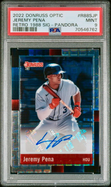 Jeremy Pena 2022 Panini Donruss Optic 1988 Retro FOTL Silver Prizm Rookie Auto SP 3/8 PSA 9 Mint Astros