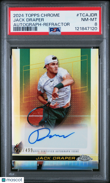 2024 Topps Chrome Tennis Autographs Jack Draper #TCAJDR Refractor 228/499 PSA 8