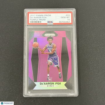 2017 Panini Prizm De'aaron Fox #24 Purple /75 Rookie PSA 10