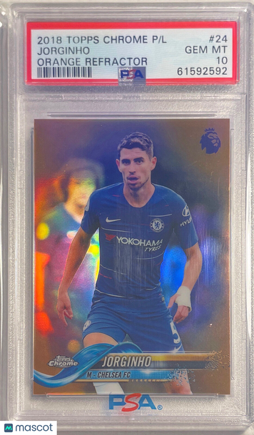 2018 Topps Chrome Premier League Jorginho #24 Orange Refractor PSA 10