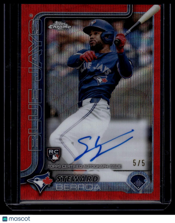 2025 Topps Chrome Steward Berroa #RA-SBE Rookie Autographs Red Refractors SN AU