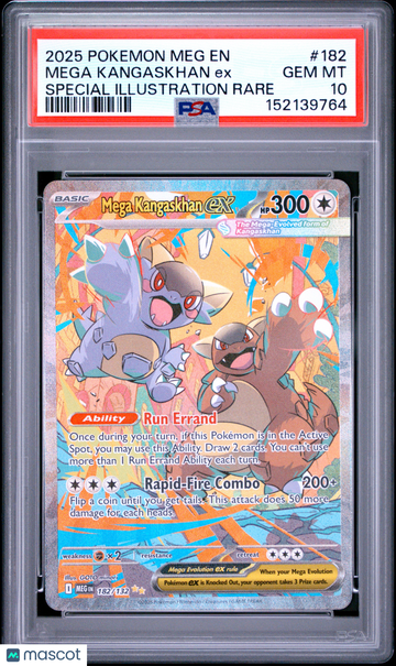 2025 Pokemon Meg EN-Mega Evolution Mega Kangaskhan EX #182 PSA 10