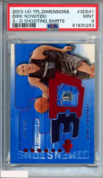 2003 UD TRIPLE DIMENSIONS 3-D SHOOTING SHIRTS DIRK NOWITZKI #3DS41 PSA 9 MINT