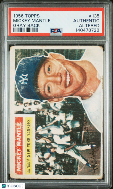 1956 Topps Mickey Mantle #135 Gray Back PSA A