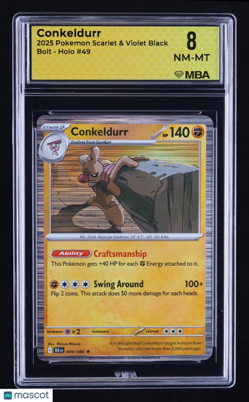 2025 Pokemon Scarlet & Violet Black Bolt Conkeldurr Holo MBA 8 #49