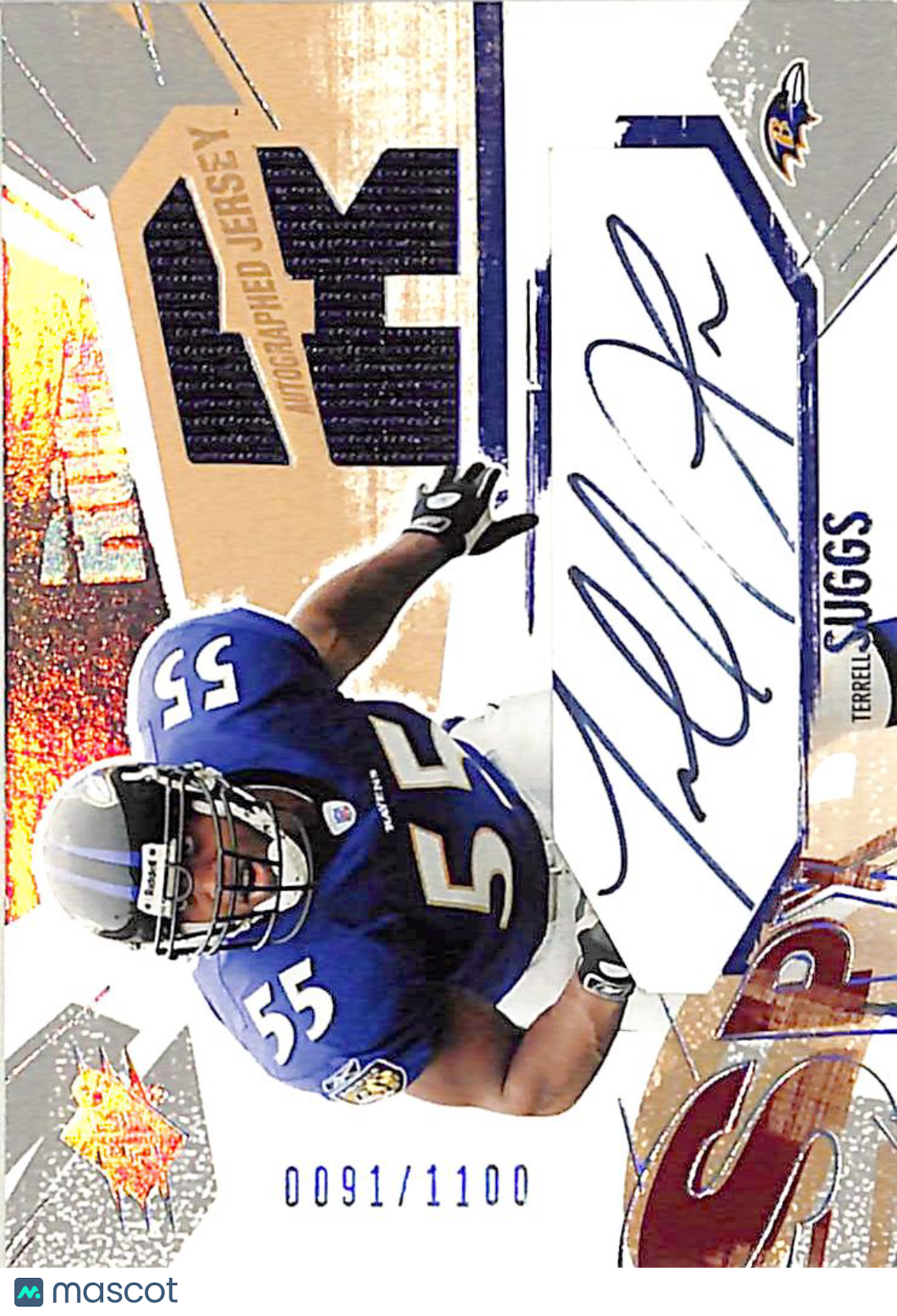 2003 Upper Deck SPx Terrell Suggs Rookie Autograph 0091/1100