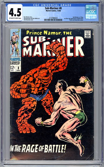 SUB-MARINER #8 CGC 4.5 THING vs SUB-MARINER ROY THOMAS STORY BUSCEMA COVER 1968