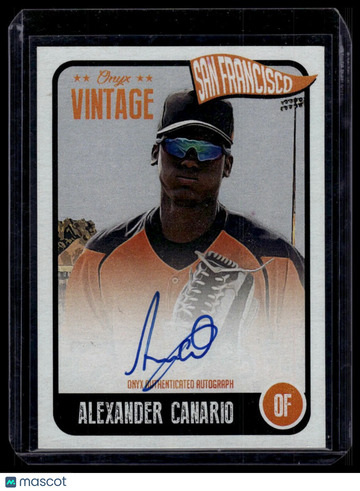 2020 Onyx Vintage Alexander Canario #VAAC Base Blue Ink Autographs AU