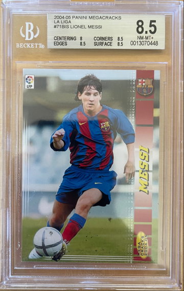 2004 Panini Megacracks La Liga Lionel Messi #71 71BIS Rookie BGS 8.5 High Subs!
