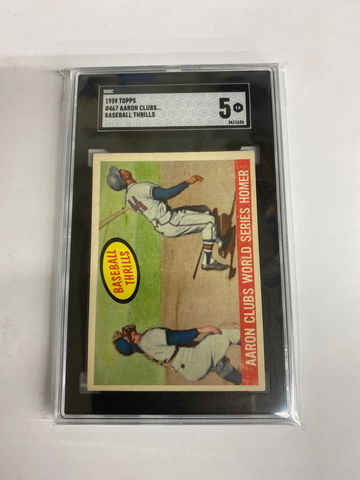 1959 Topps #467 Aaron Clubs Baseball Thrills