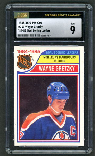 1985-86 O-Pee-Chee Wayne Gretzky #257 Goal Scoring Leaders CSG 9 Mint