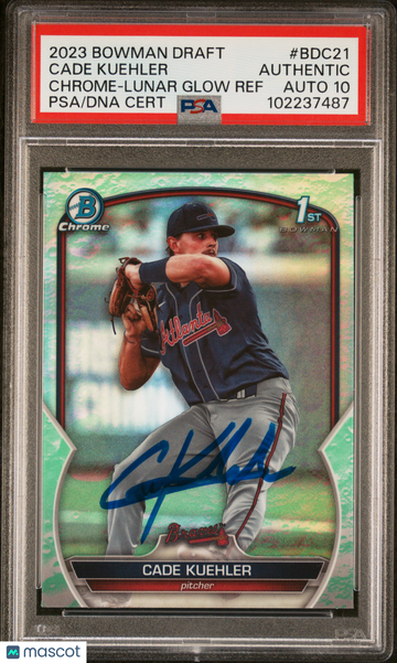 2023 Bowman Draft Cade Kuehler #BDC21 Chrome Lunar Glow Ref PSA A Auto 10