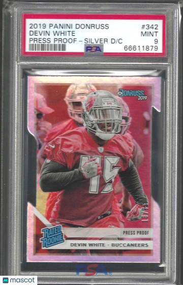 2019 Panini Donruss Devin White #342 Press Proof Silver C PSA 9