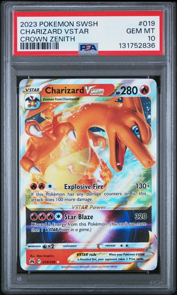2023 Pokemon Sword and Shield Crown Zenith Charizard Vstar #19 PSA 10