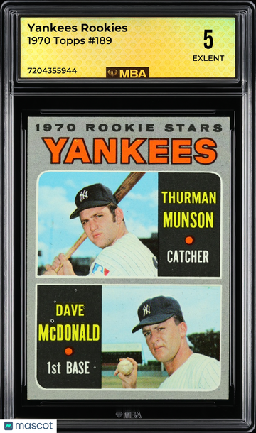 1970 Topps Yankees Rookies #189 RC MBA 5