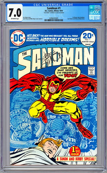 SANDMAN #1 CGC 7.0 *SIGNED BY JOE SIMON 1913-2011* CAPTAIN AMERICA CREATOR 1974