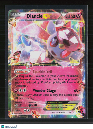 Pokemon 2016 Fates Collide Diancie EX FA #72/124