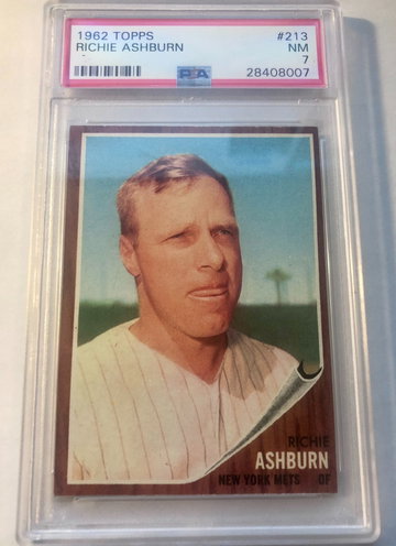 RICHIE ASHBURN 1962 TOPPS #213 PSA 7 NMT NY METS