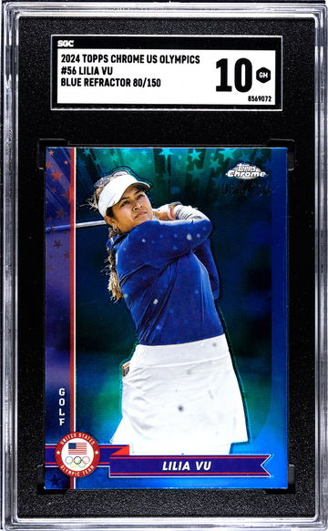 2024 Topps Chrome Us Olympics #56 Lilia Vu Blue Refractor 80/150 SGC 10