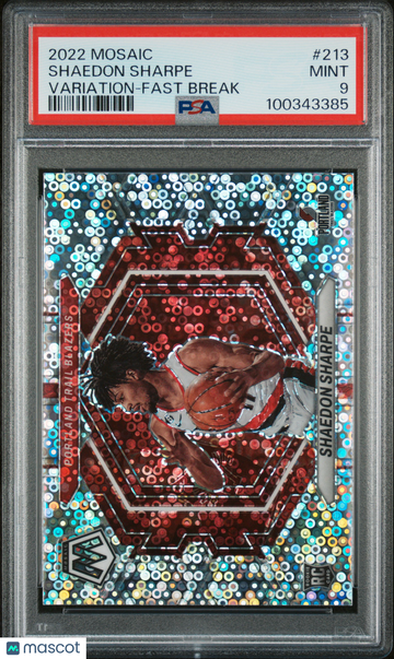 2022 Panini Mosaic Shaedon Sharpe #213 Variation Fast Break PSA 9