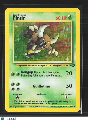 1999 Jungle Pinsir Holo Rare #9/64