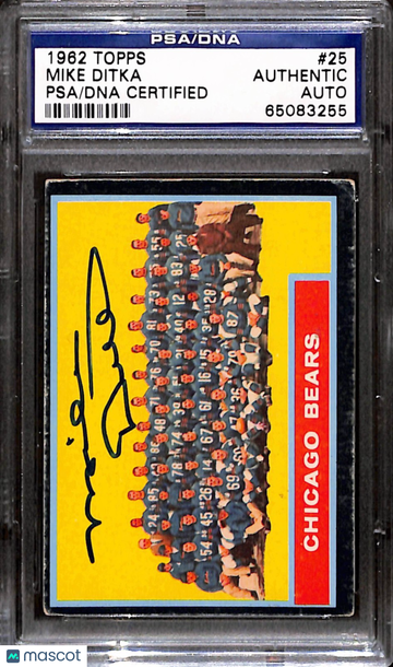 1962 Topps Mike Ditka #25 [Base] Base Set PSA A BAS Auto A