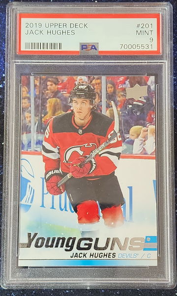 2019 Upper Deck Jack Hughes Young Guns #201 PSA 9