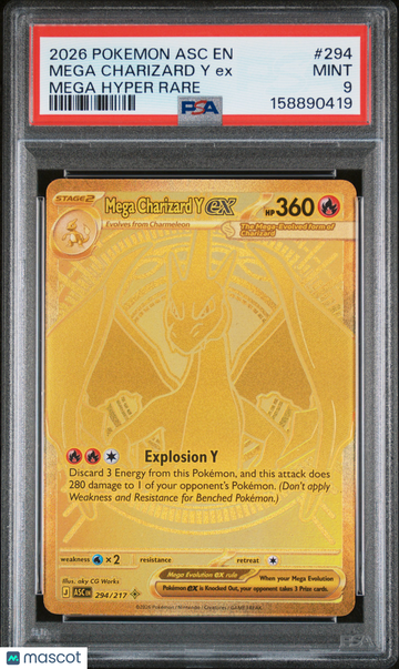 2026 Pokemon Asc EN-Ascended Heroes Mega Charizard Y EX Mega Hyper Rare PSA 9 #294