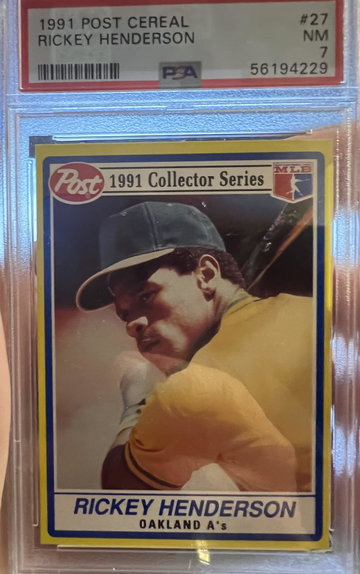 1991 Post Cereal Rickey Henderson #27 PSA 7