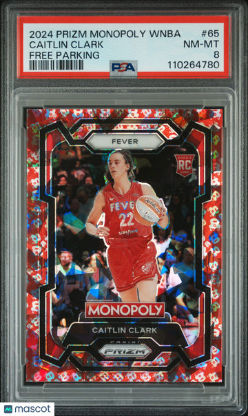 2024 Panini Prizm Monopoly WNBA Caitlin Clark #65 Free Parking PSA 8