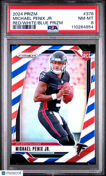 2024 Panini Prizm Michael Penix JR. #378 Red White Blue PSA 8