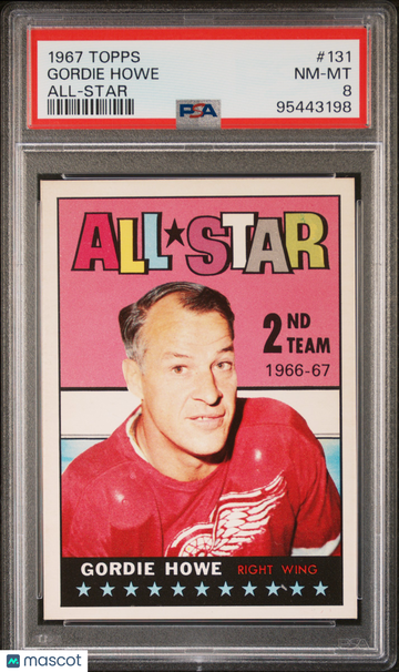 1967 Topps Gordie Howe #131 All Star PSA 8