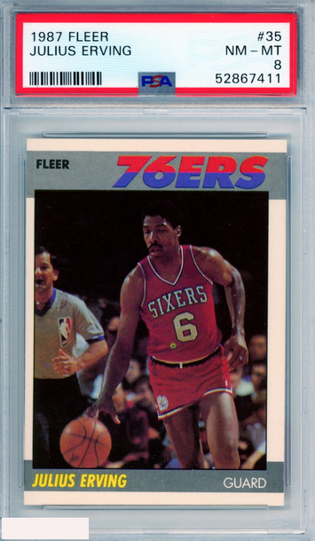 1987 FLEER JULIUS ERVING #35 HOF PHILADELPHIA 76ERS PSA 8 NM-MT