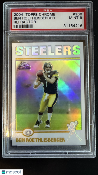 2004 Topps Chrome Ben Roethlisberger #166 Refractor SP RC PSA 9